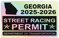 !!New!! 2025-2026 Georgia “Street Racing Permit” Decal •ATTENTION NOT LEGAL PERMIT• FREE SHIPPING Holographic Stickers