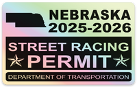 !!New!! 2025-2026 Nebraska “Street Racing Permit” Decal •ATTENTION NOT LEGAL PERMIT• FREE SHIPPING Holographic Stickers