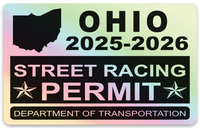 !!New!! 2025-2026 Ohio “Street Racing Permit” Decal •ATTENTION NOT LEGAL PERMIT• FREE SHIPPING Holographic Stickers