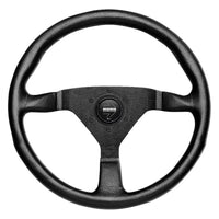 MOMO 3-Spoke Monte Carlo Series Black Leather Steering Wheel 350mm with Black Stitch