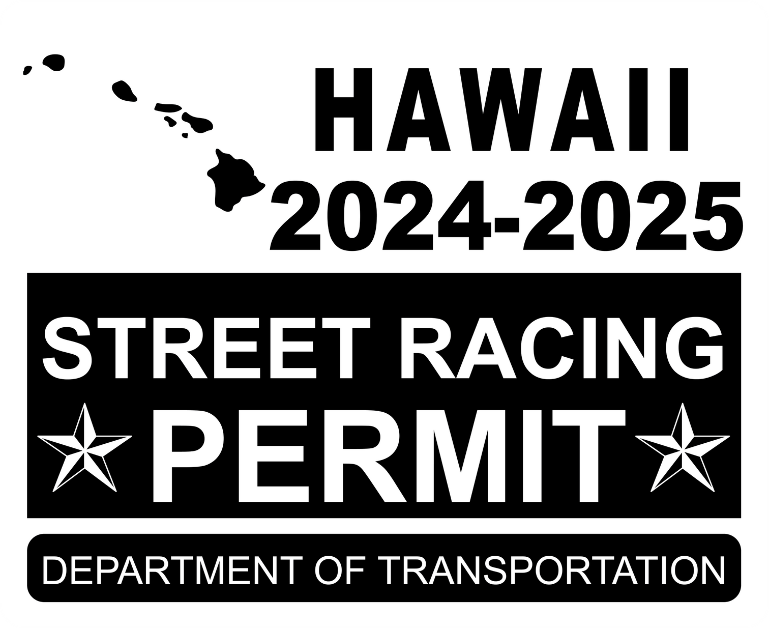 !!New!! 20242025 Hawaii “Street Racing Permit” Decal •ATTENTION NOT L