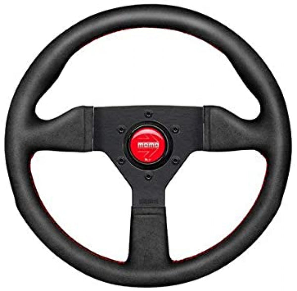 MOMO MCL35AL3B - 3-Spoke Monte Carlo Series Alcantara Leather Steering Wheel with Red Stitch