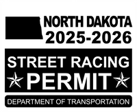 !!New!! 2025-2026 North Dakota “Street Racing Permit” Decal •ATTENTION NOT LEGAL PERMIT• FREE SHIPPING Holographic Stickers
