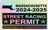 !!New!! 2024-2025 Massachusetts “Street Racing Permit” Decal •ATTENTION NOT LEGAL PERMIT• FREE SHIPPING Holographic Stickers