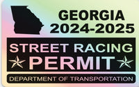 !!New!! 2024-2025 Georgia “Street Racing Permit” Decal •ATTENTION NOT LEGAL PERMIT• FREE SHIPPING Holographic Stickers