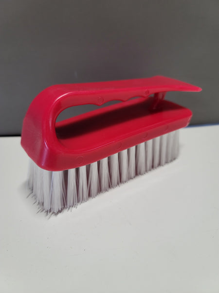 carpet & upholstery iron handle red w/ white bristles