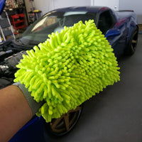Green Microfiber Super Thick Chenille Wash Mitt Long Nap