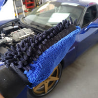 Dual Face Black Long Nap Chenille/Navy Microfiber Wash Mitt