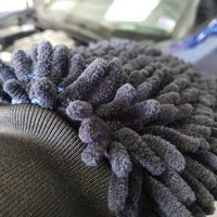 Dual Face Black Long Nap Chenille/Navy Microfiber Wash Mitt