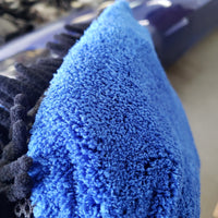 Dual Face Black Long Nap Chenille/Navy Microfiber Wash Mitt