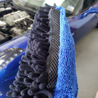 Dual Face Black Long Nap Chenille/Navy Microfiber Wash Mitt