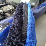 Dual Face Black Long Nap Chenille/Navy Microfiber Wash Mitt
