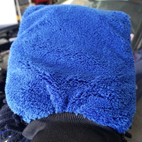 Dual Face Black Long Nap Chenille/Navy Microfiber Wash Mitt