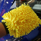 Dual-Faced Microfiber & Long Nap Chenille Wash Mitt Grey/Yellow