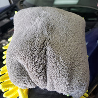 Dual-Faced Microfiber & Long Nap Chenille Wash Mitt Grey/Yellow