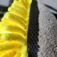 Dual-Faced Microfiber & Long Nap Chenille Wash Mitt Grey/Yellow