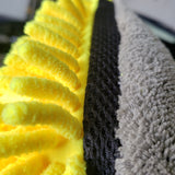 Dual-Faced Microfiber & Long Nap Chenille Wash Mitt Grey/Yellow