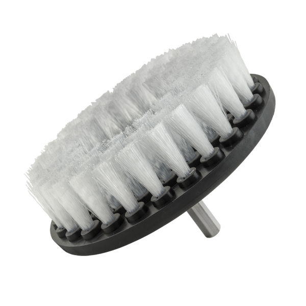 White 5" Round Brush with Power Drill Attachment Soft Bristles
