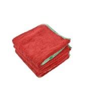 Microfiber Buffing Towel Red with Premium Silk Green Trim  16x24