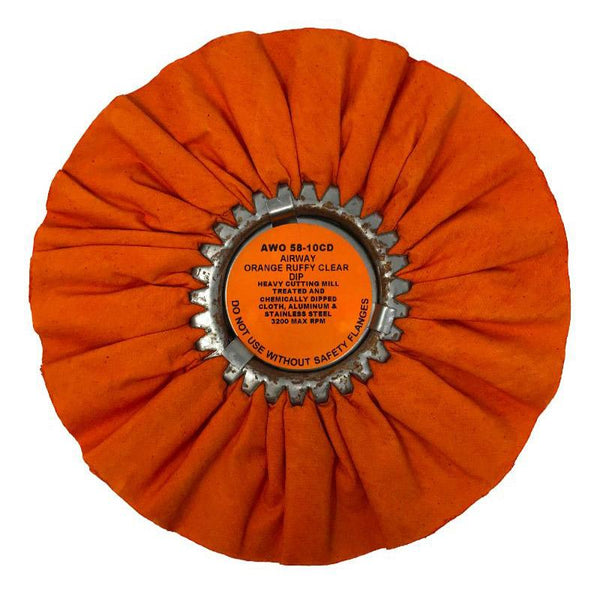 Zephyr  Orange Ruffy Clear Dip Airway Buffing Wheel 10"