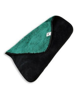 16x16 Microfiber Dual-Faced Towels 410 GSM Black/Green w/ Black Trim
