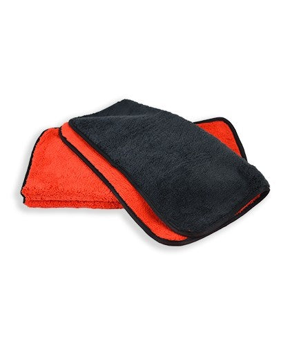 16"x16" Microfiber Dual-Faced Towels Black/Red with Black Trim