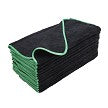 Microfiber Elite Super Absorbent Drying Towel, 380 GSM, 16"x 24", Black / Green Trim